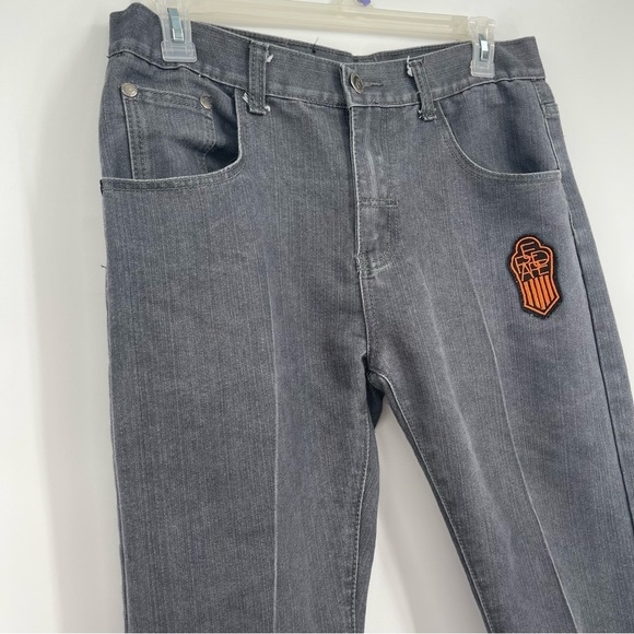 Red Ape Jeans Mens Size 36 X 31 Gray Patches Y2k Hip Hop 5 Pocket Style - Picture 5 of 10